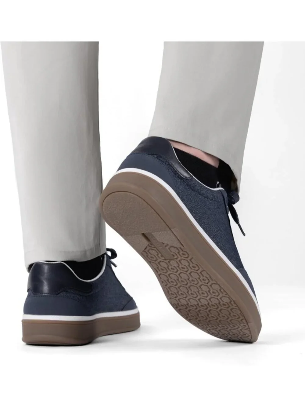 Men's Dark Blue Faux Suede Rubber Casual Comfortable Business Fashion Sneakers
